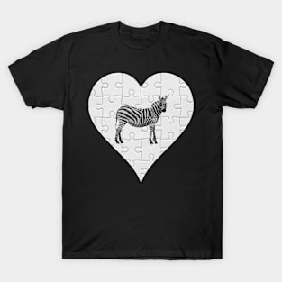 Jigsaw  Zebra Heart Design - Wild Animal Zebra T-Shirt